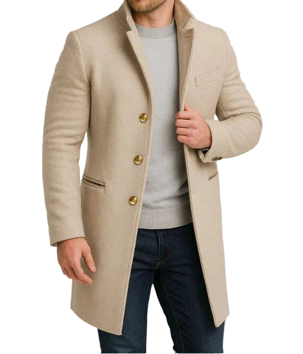 Damian | Men's Long Single-Breasted Overcoat
