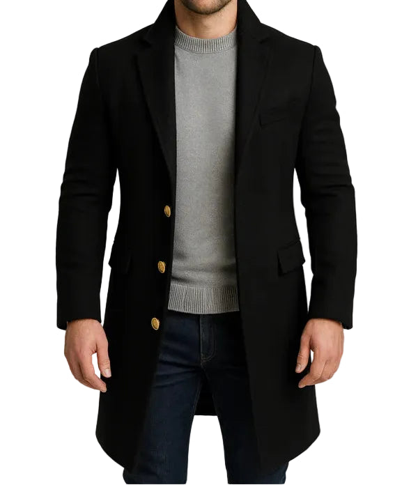 Damian | Men's Long Single-Breasted Overcoat
