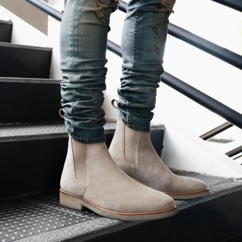 Oscar | Men's Almond Toe Suede Chelsea Boots