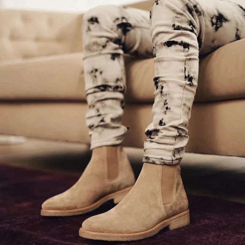 Oscar | Men's Almond Toe Suede Chelsea Boots