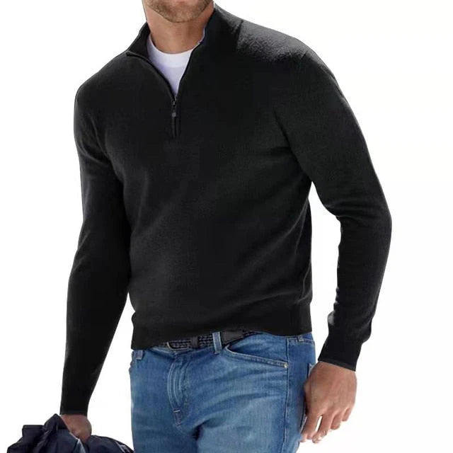 Eli | Men's Quarter Zip V-Neck Sweater