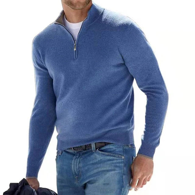 Eli | Men's Quarter Zip V-Neck Sweater