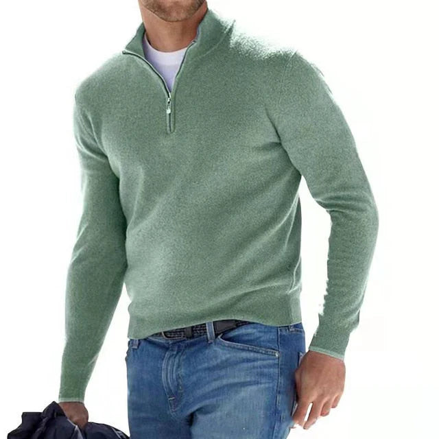 Eli | Men's Quarter Zip V-Neck Sweater