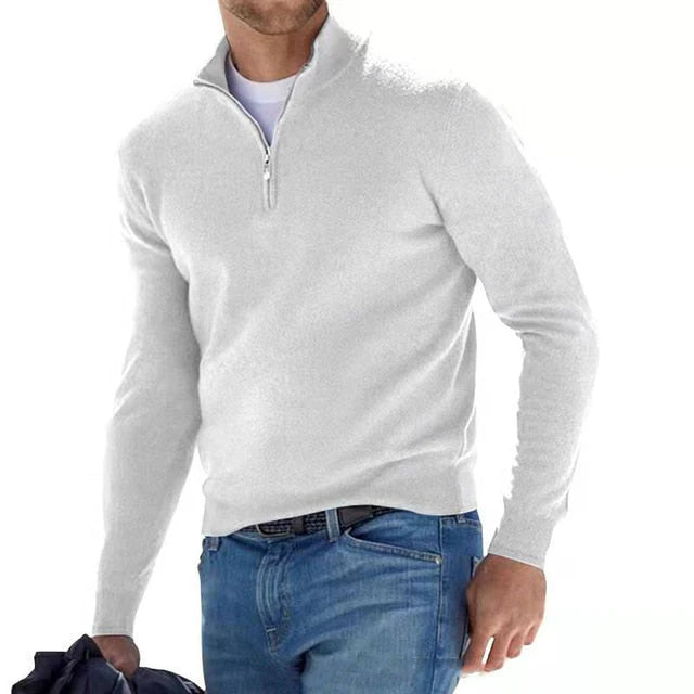 Eli | Men's Quarter Zip V-Neck Sweater