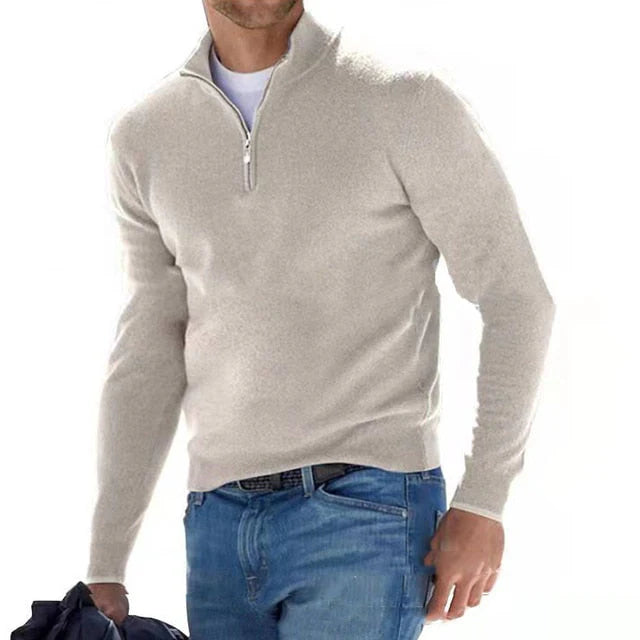 Eli | Men's Quarter Zip V-Neck Sweater