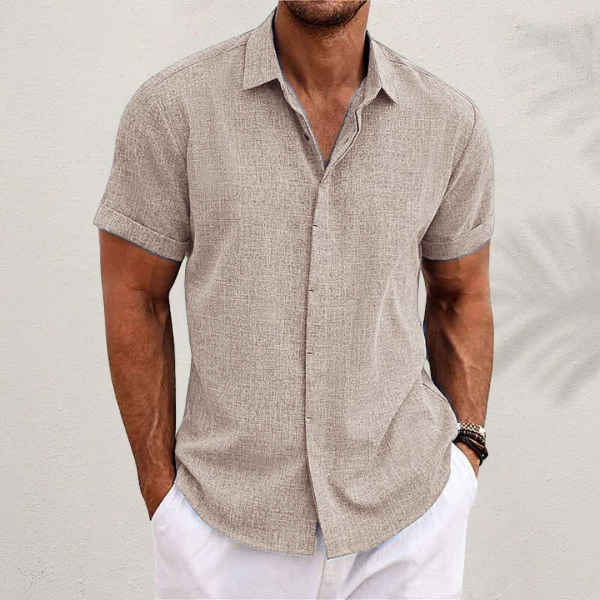 Bowen |  Men's Short Sleeve Linen Blend Casual Shirt