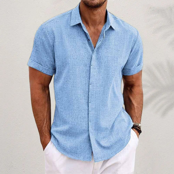 Bowen |  Men's Short Sleeve Linen Blend Casual Shirt