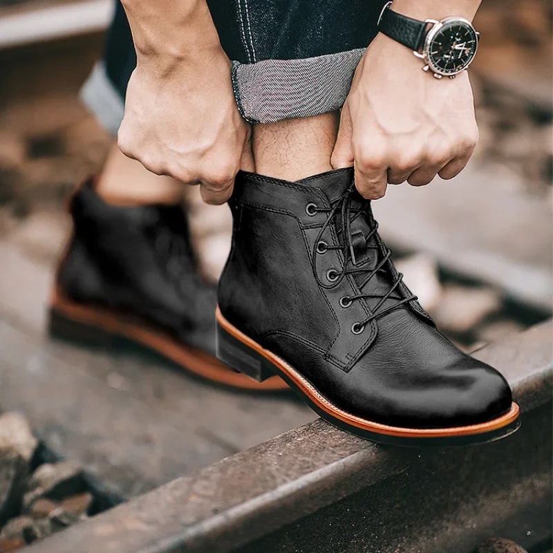 Toby | Men's Leather Ankle Boots with Buckle Strap