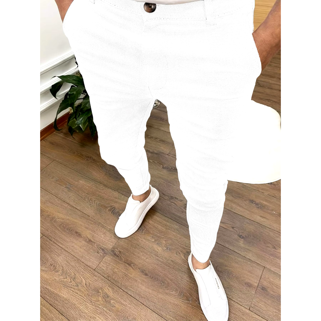 Ambrose | Men's Slim Fit Textured Tapered Trousers