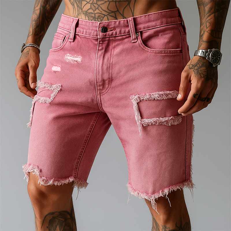 Tony | Men's Ripped Stretch Denim Shorts
