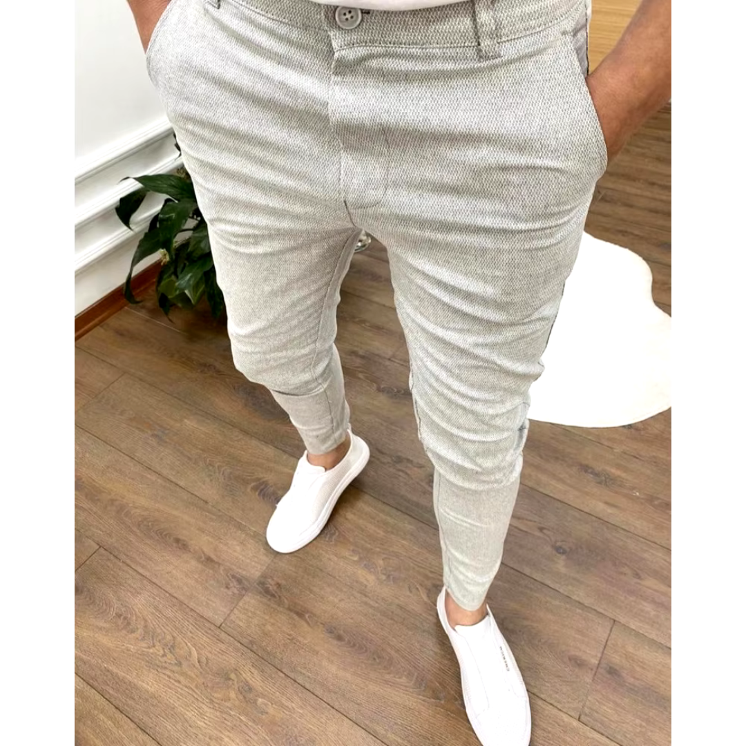 Ambrose | Men's Slim Fit Textured Tapered Trousers