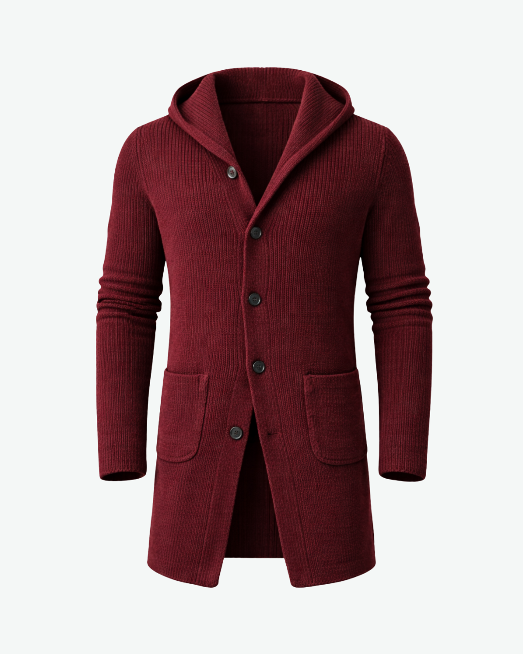 Men’s Longline Ribbed Knit Cardigan with Shawl Collar