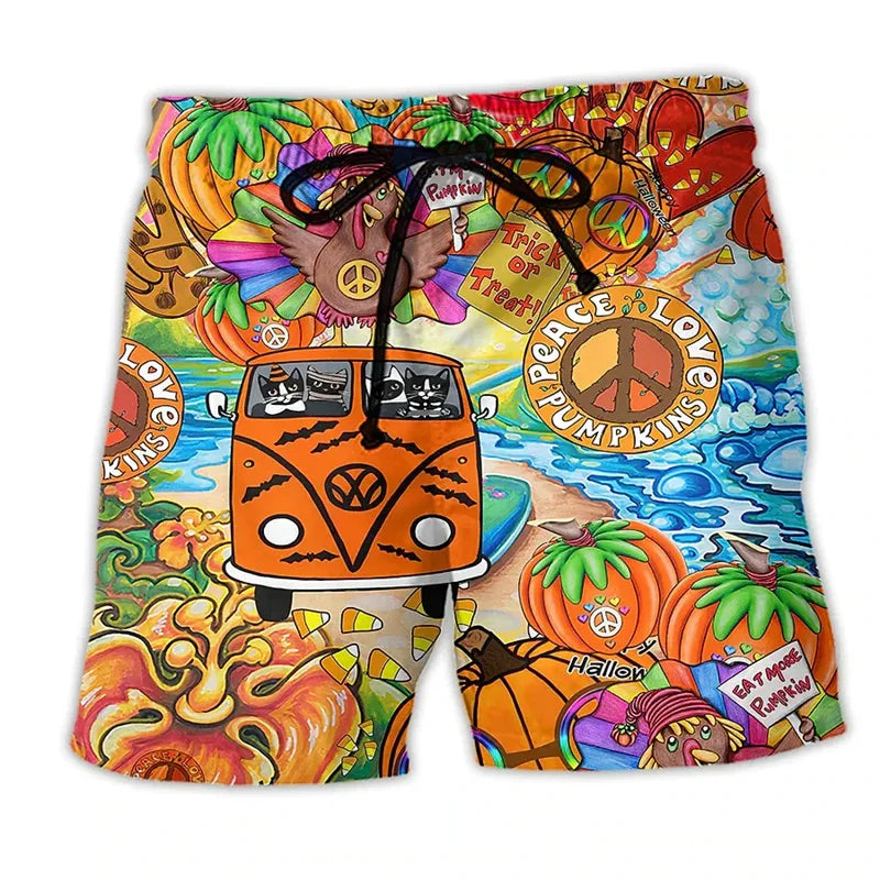 Zeke | Men's 3D Graffiti Print Quick-Dry Board Shorts