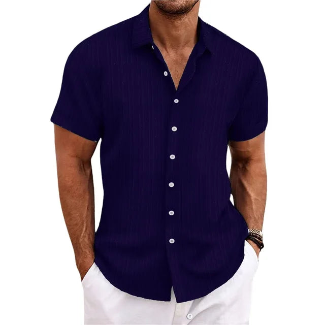 Dexter | Men's Ribbed Short Sleeve Button-Down Shirt