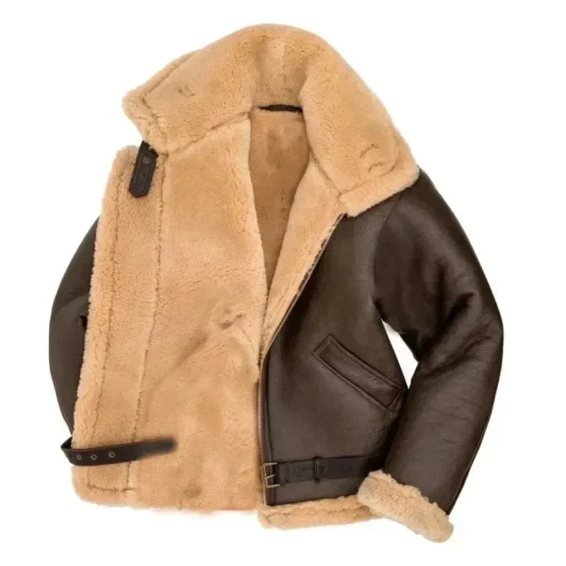 Lincon | Men's Shearling Bomber Jacket with Belt