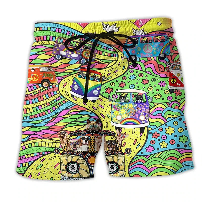 Zeke | Men's 3D Graffiti Print Quick-Dry Board Shorts