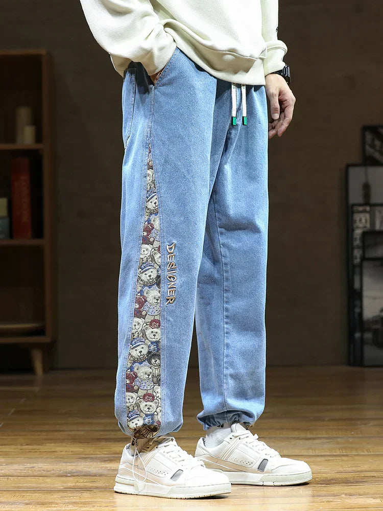 Jax | Men's Baggy Denim Jeans with Bear Patch