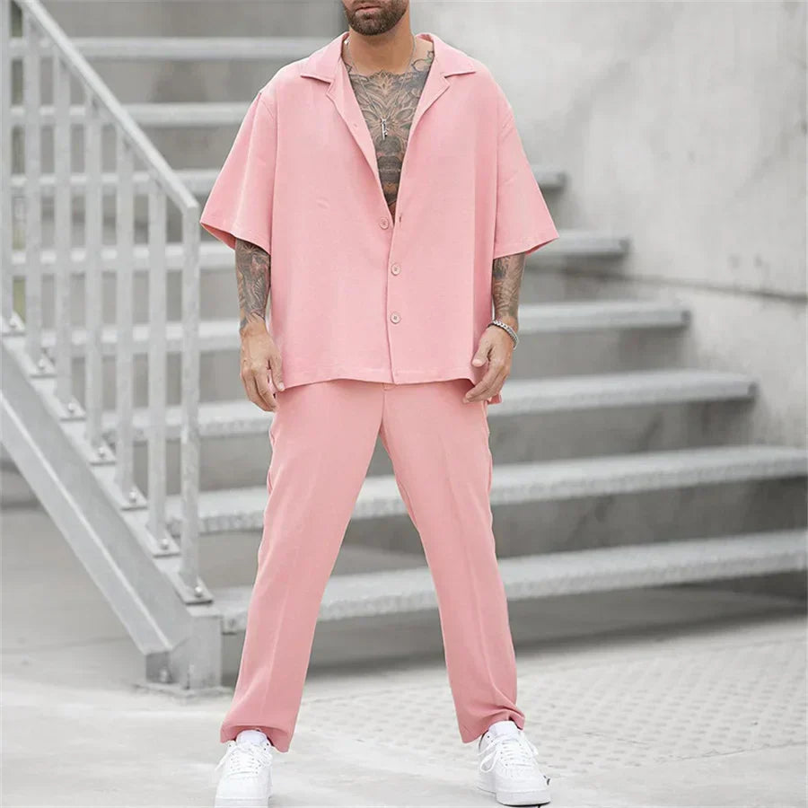 Jaden | Men's Casual Short Sleeve Shirt & Pants Set