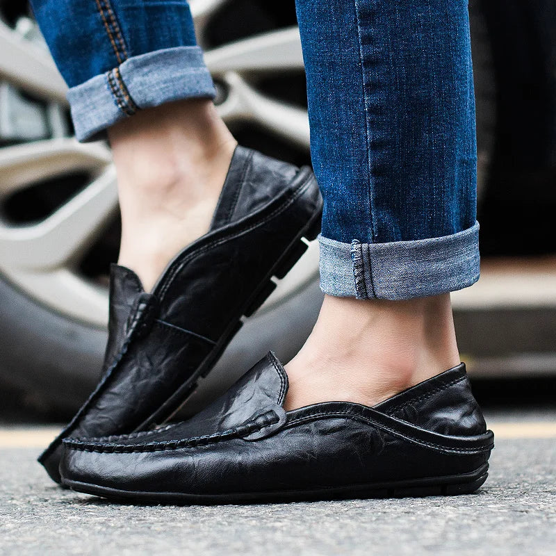 Cliford | Men's Plain Toe Leather Slip-On Loafers