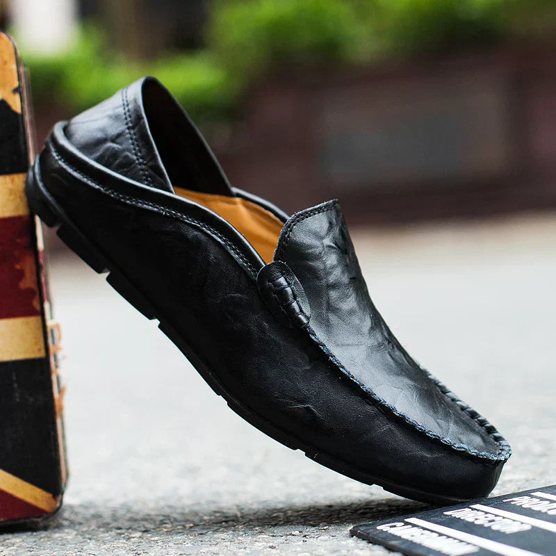 Cliford | Men's Plain Toe Leather Slip-On Loafers