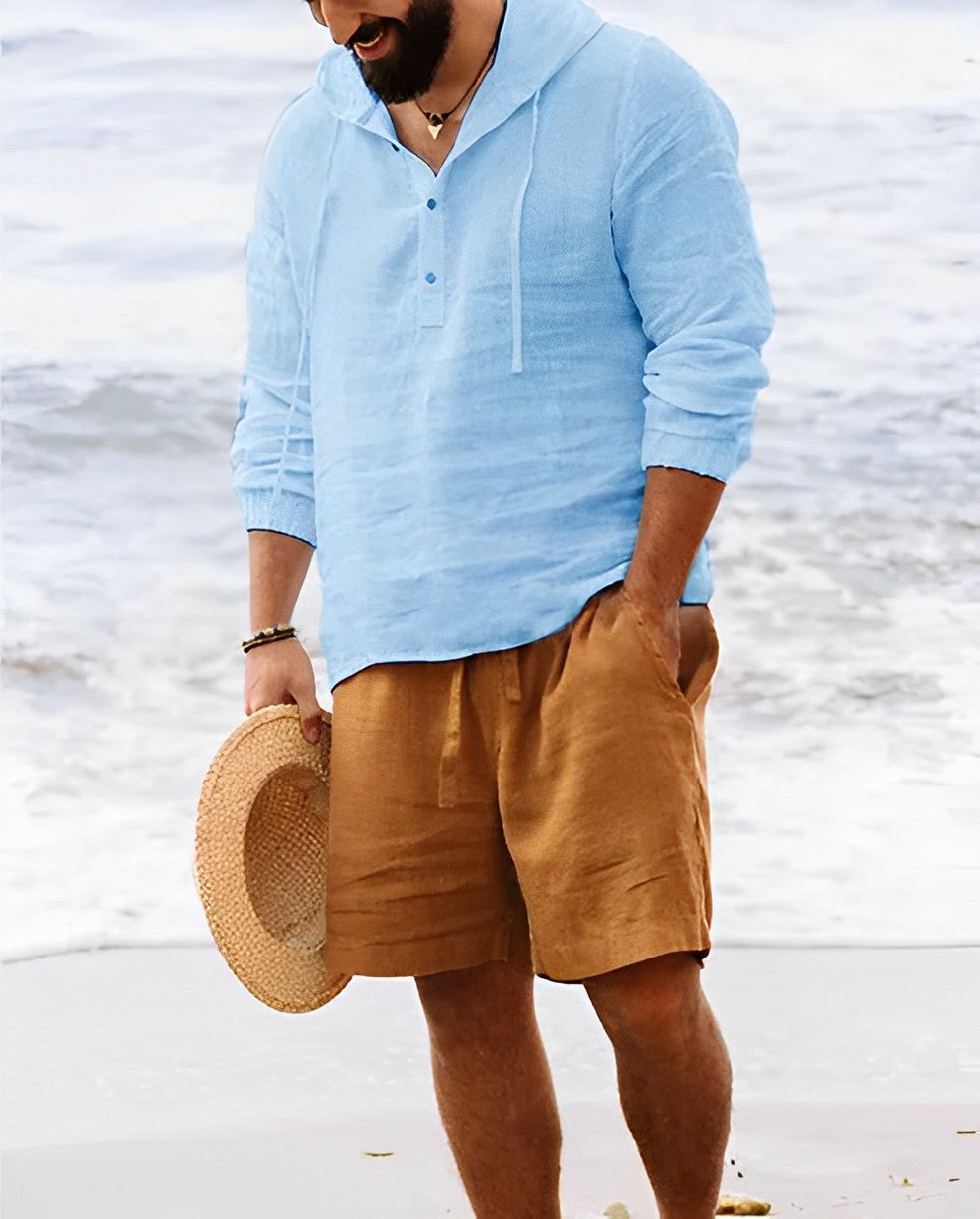 Conan | Men's Linen Henley Collar Long Sleeve Shirt