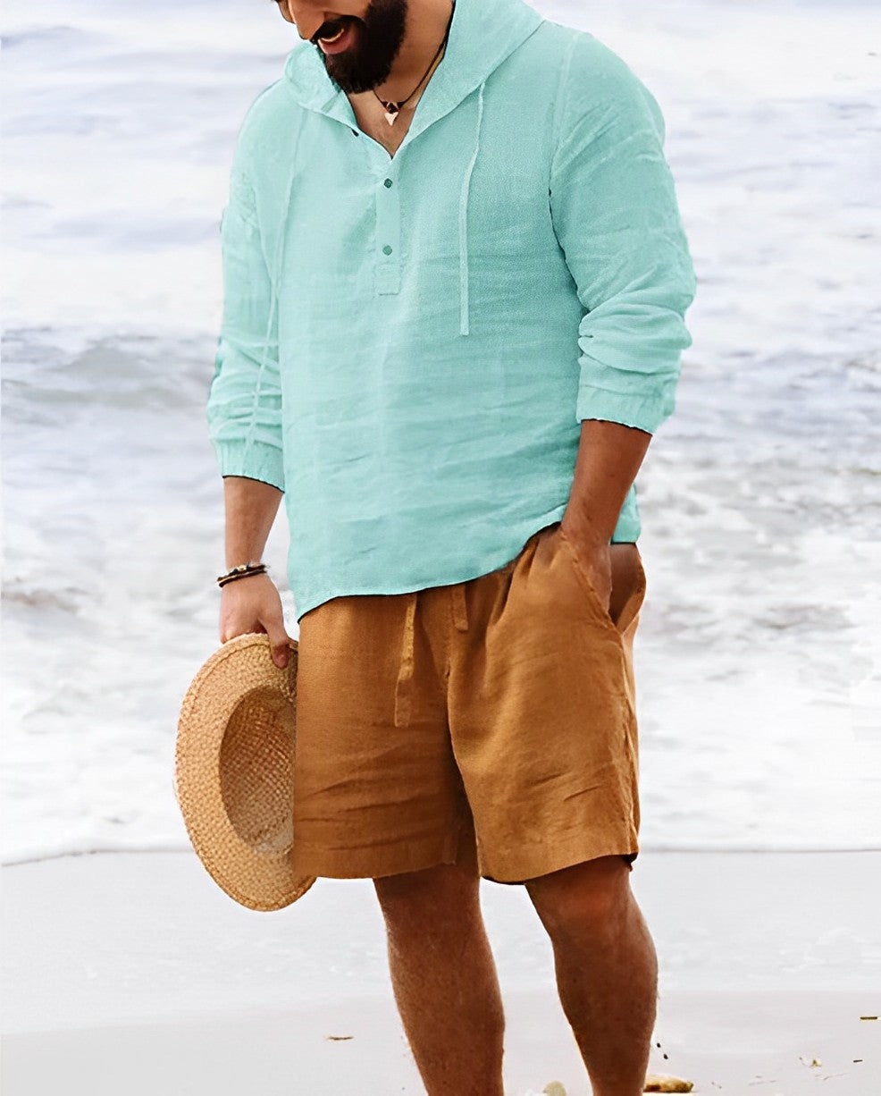 Conan | Men's Linen Henley Collar Long Sleeve Shirt