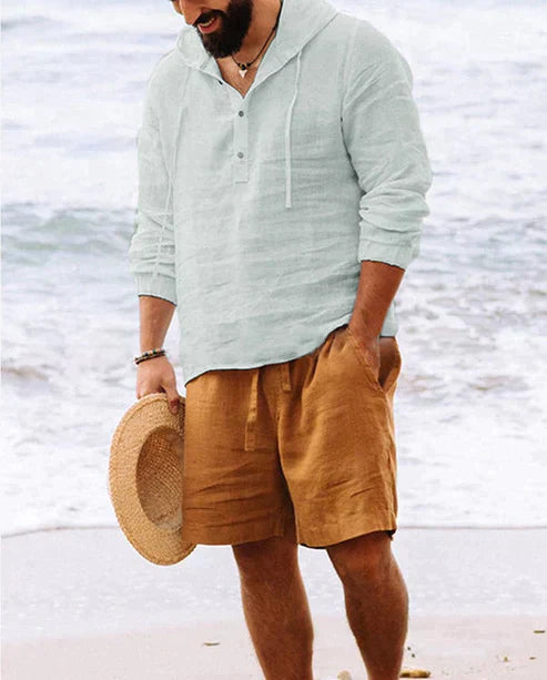 Conan | Men's Linen Henley Collar Long Sleeve Shirt