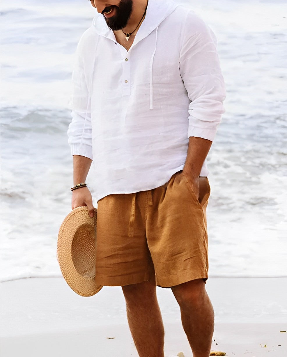 Conan | Men's Linen Henley Collar Long Sleeve Shirt