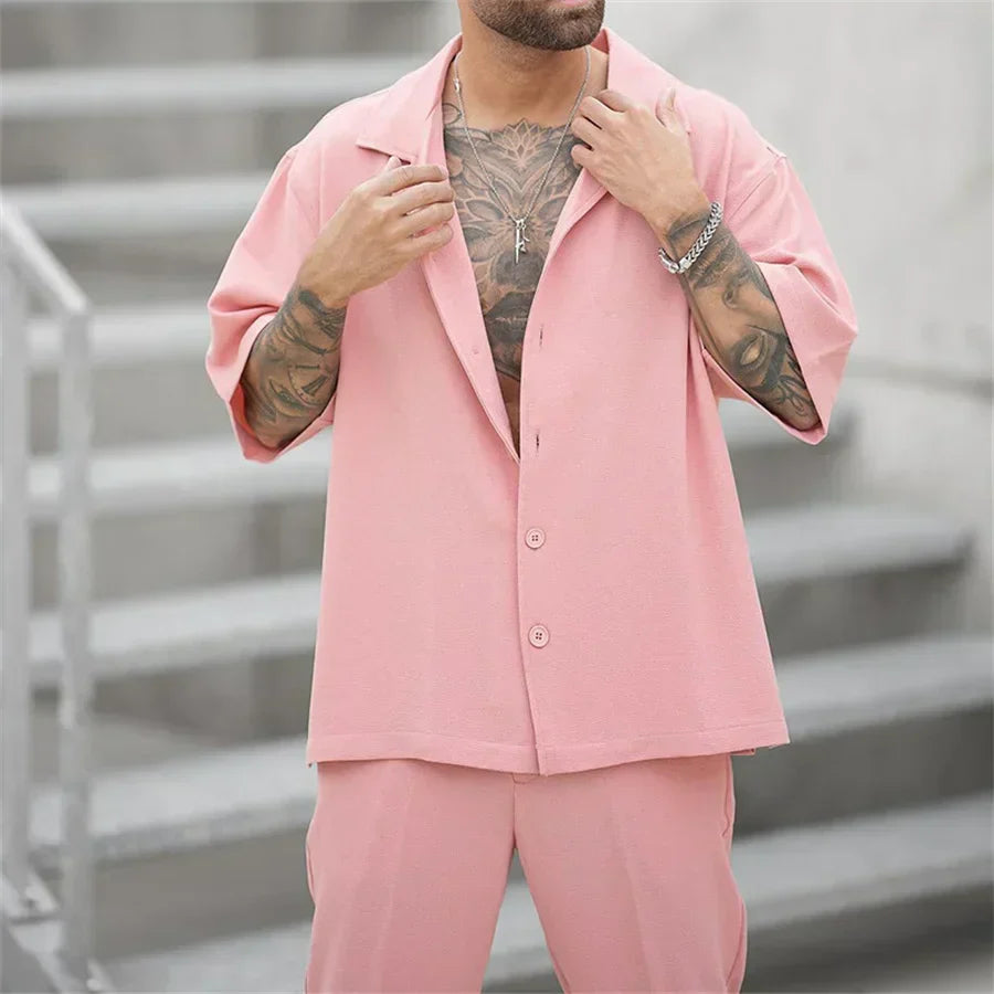 Jaden | Men's Casual Short Sleeve Shirt & Pants Set
