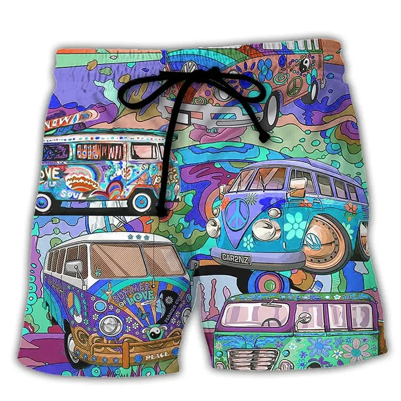Zeke | Men's 3D Graffiti Print Quick-Dry Board Shorts