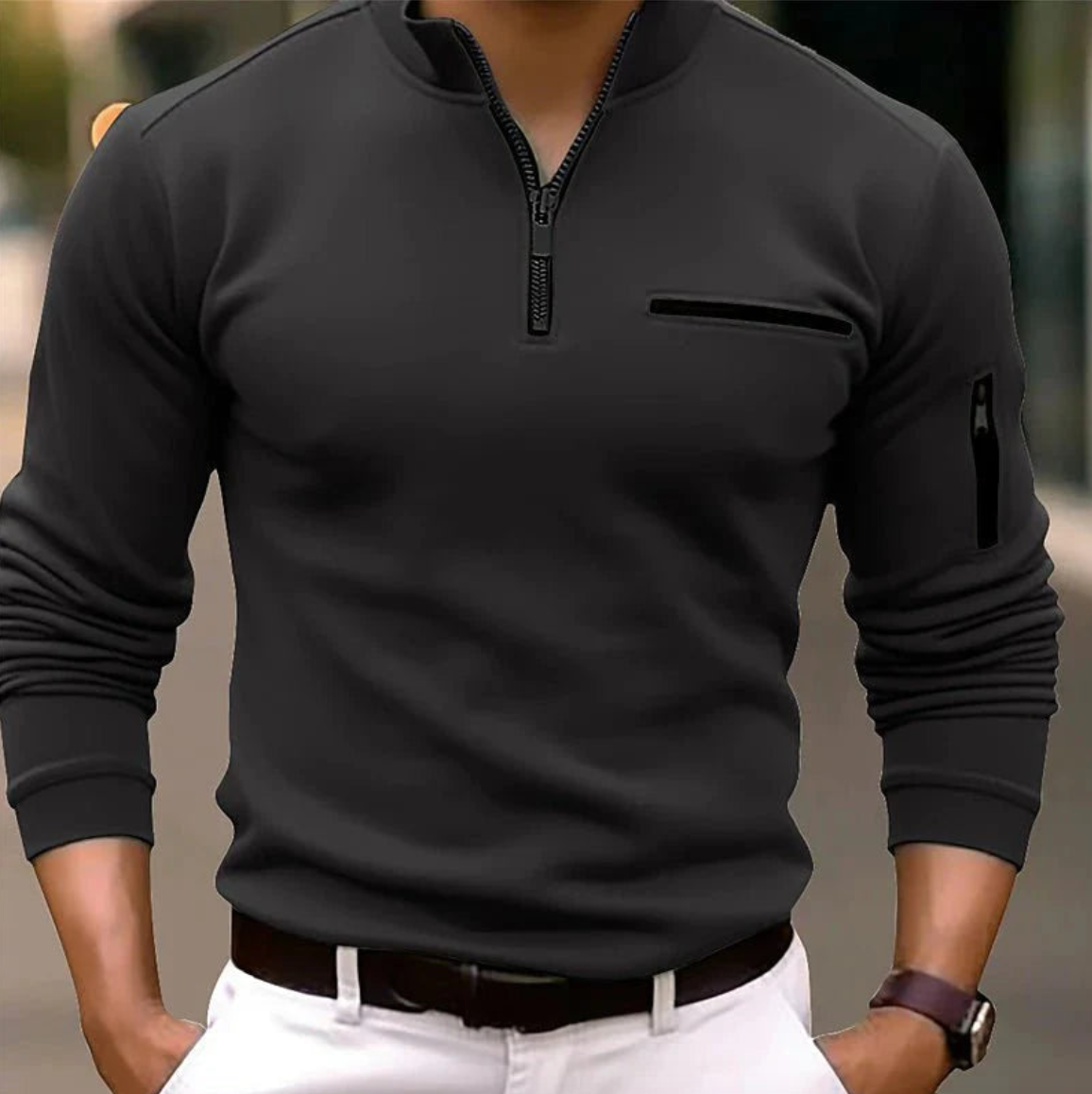 Jeremy | Men's Athletic Quarter-Zip Long Sleeves Sweater