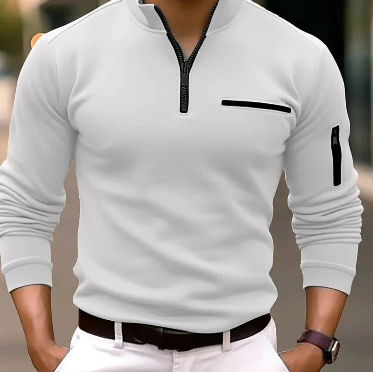 Jeremy | Men's Athletic Quarter-Zip Long Sleeves Sweater