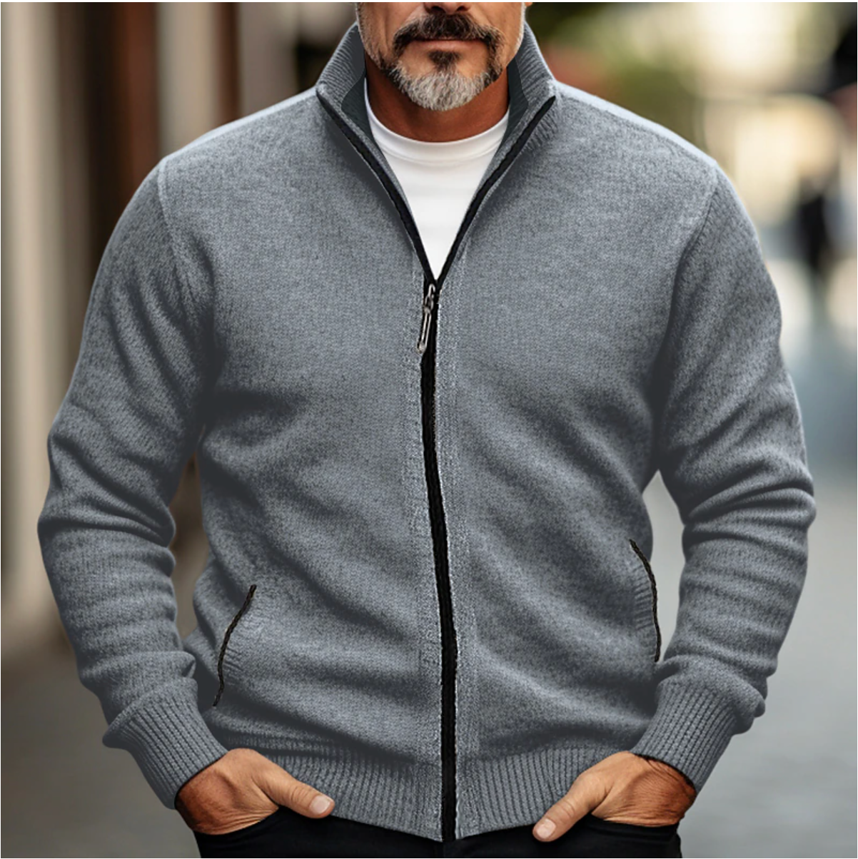 Sky | Men's Full-Zip High Collar Slim Fit Cardigan