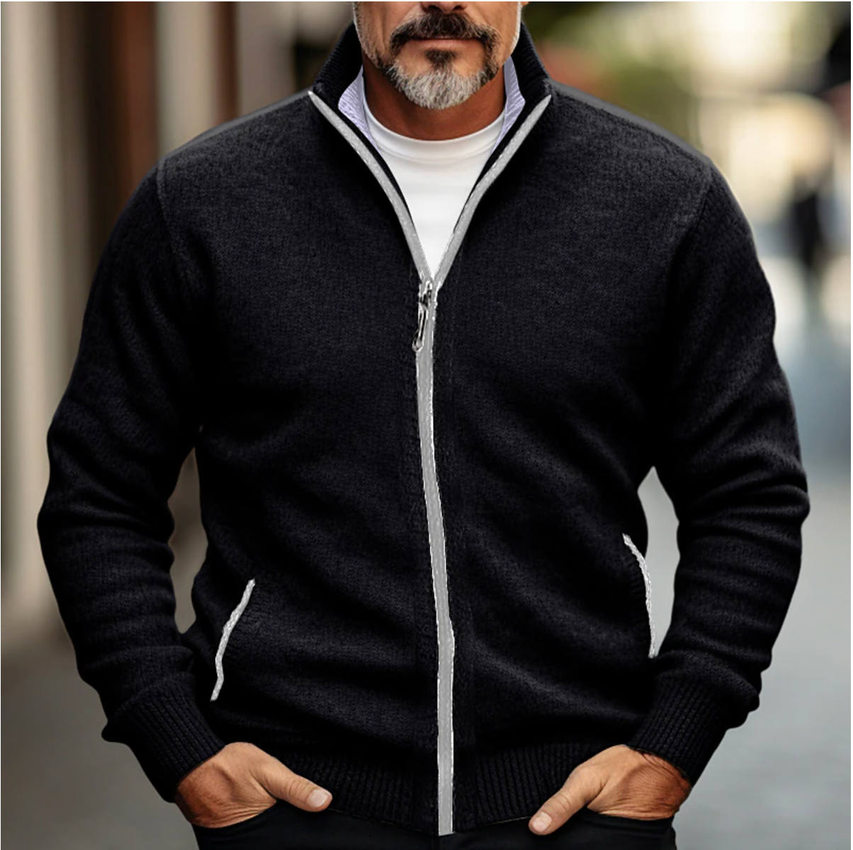 Sky | Men's Full-Zip High Collar Slim Fit Cardigan