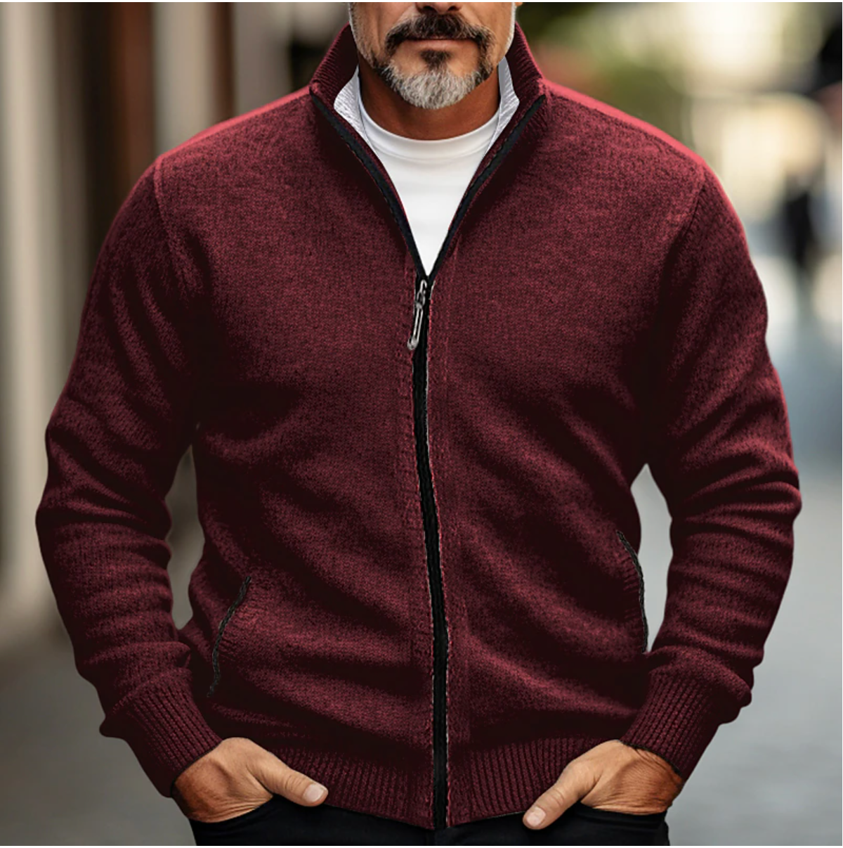 Sky | Men's Full-Zip High Collar Slim Fit Cardigan