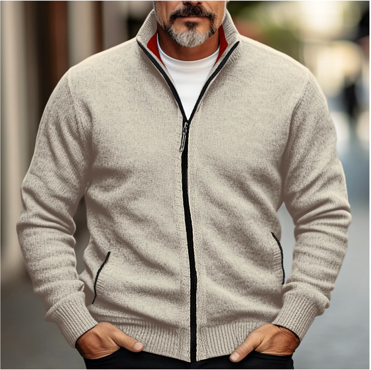 Sky | Men's Full-Zip High Collar Slim Fit Cardigan