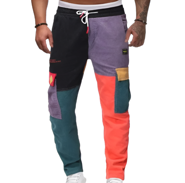 Caiusay | Men's Color-Block Cargo Pants with Drawstring Waist