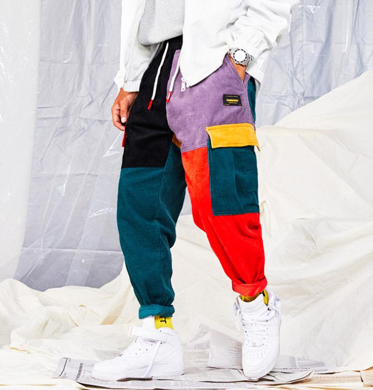 Caiusay | Men's Color-Block Cargo Pants with Drawstring Waist