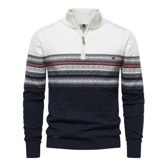 Victor | Men's Cotton Fair Isle Quarter Zip Sweater