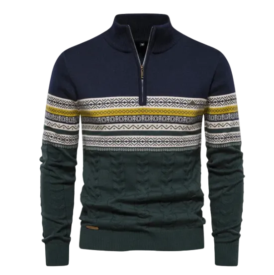 Victor | Men's Cotton Fair Isle Quarter Zip Sweater