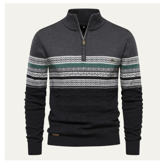 Victor | Men's Cotton Fair Isle Quarter Zip Sweater