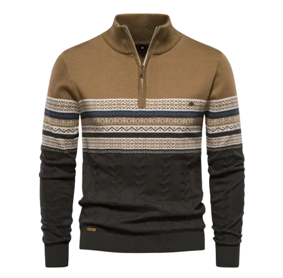 Victor | Men's Cotton Fair Isle Quarter Zip Sweater