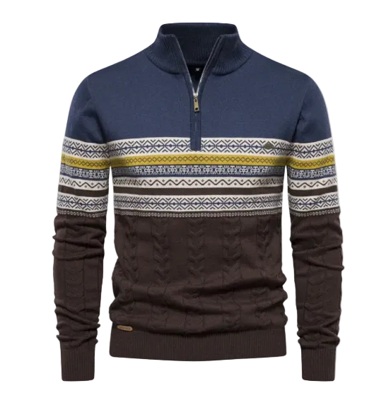 Victor | Men's Cotton Fair Isle Quarter Zip Sweater
