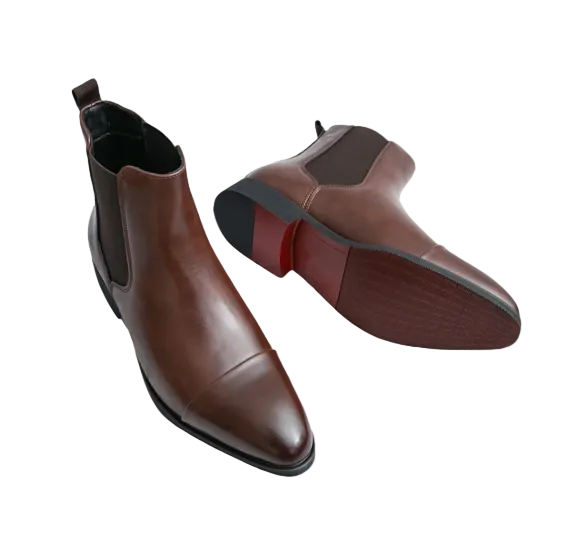 Diego | Men's Leather Chelsea Boots with Elastic Panels
