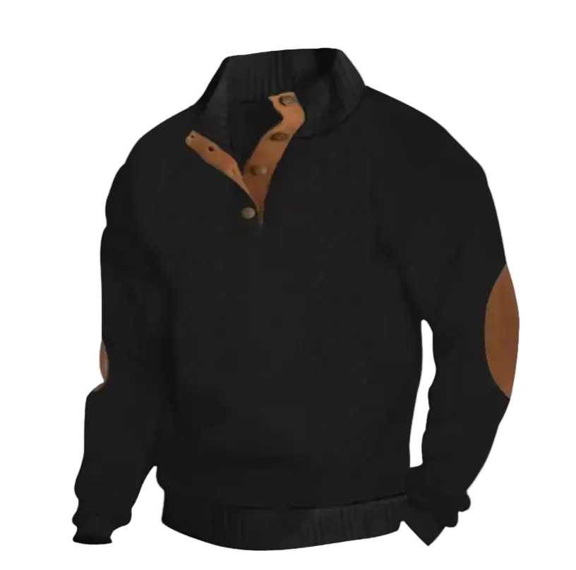 Emmett | Men's Cable Knit Sweater with Collar & Elbow Patches