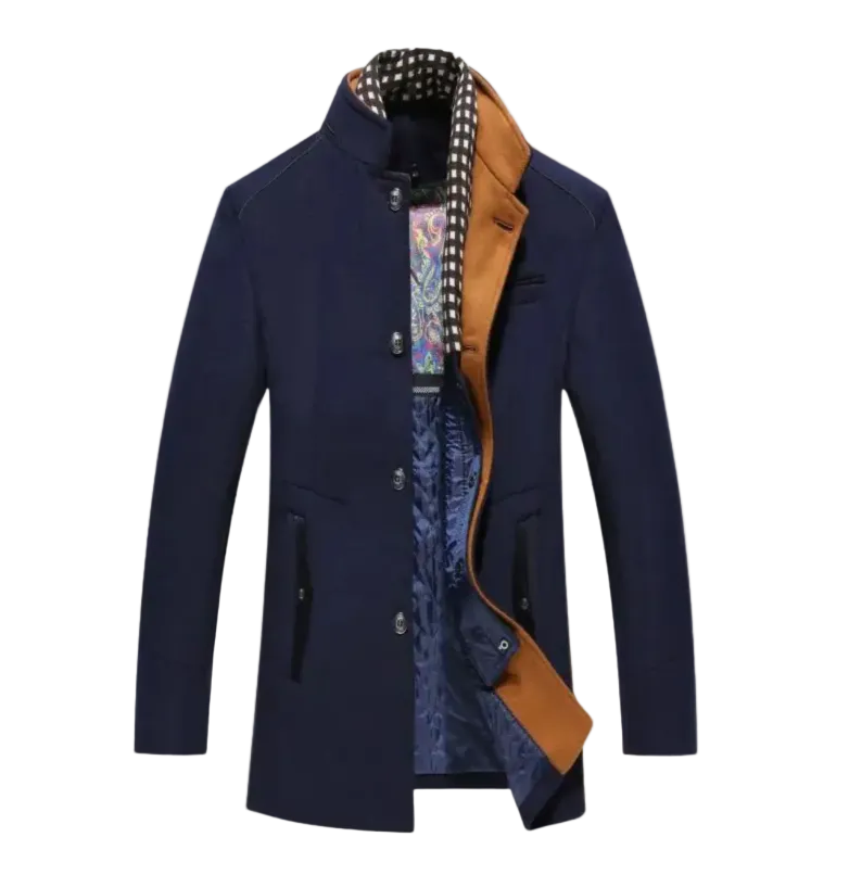 Sawyer | Men's Smart Casual Wool Trench Coat with Stand Collar