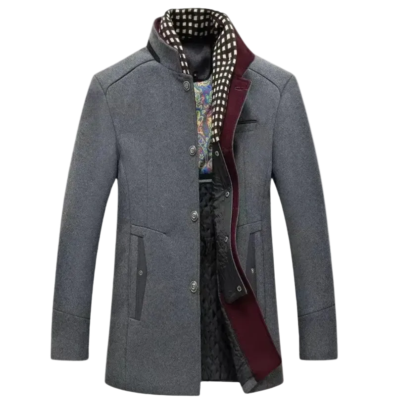 Sawyer | Men's Smart Casual Wool Trench Coat with Stand Collar