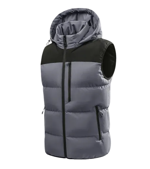 Everett | Men's Hooded Puffer Vest with Zip Pockets