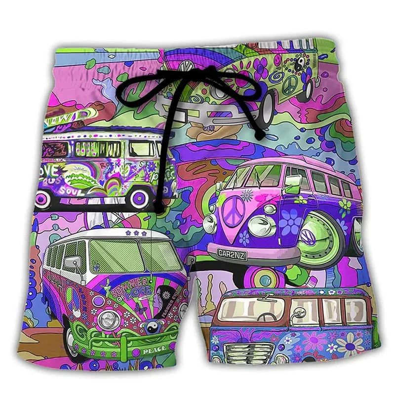 Zeke | Men's 3D Graffiti Print Quick-Dry Board Shorts