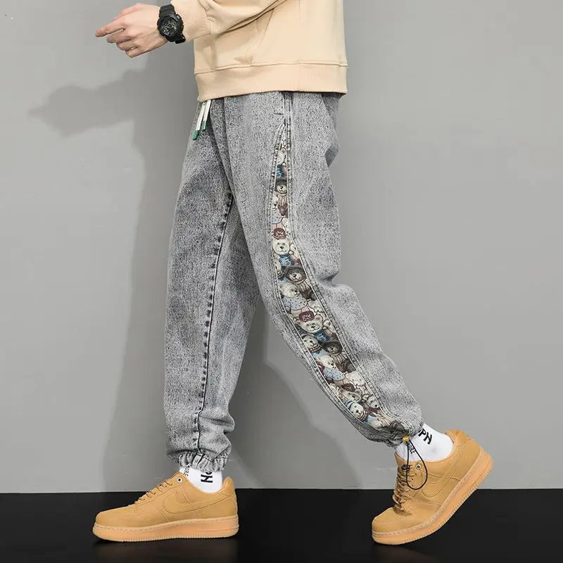 Jax | Men's Baggy Denim Jeans with Bear Patch